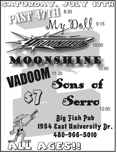 GROUNDED gig flyer, Big Fish Pub, Tempe, Jul 17