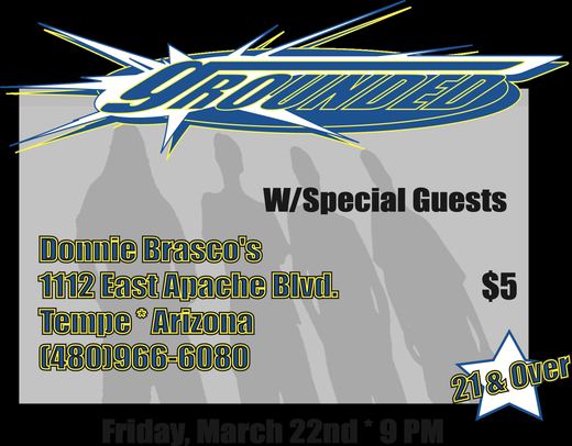 GROUNDED gig flyer, Donnie Brasco's, Tempe, Mar 22
